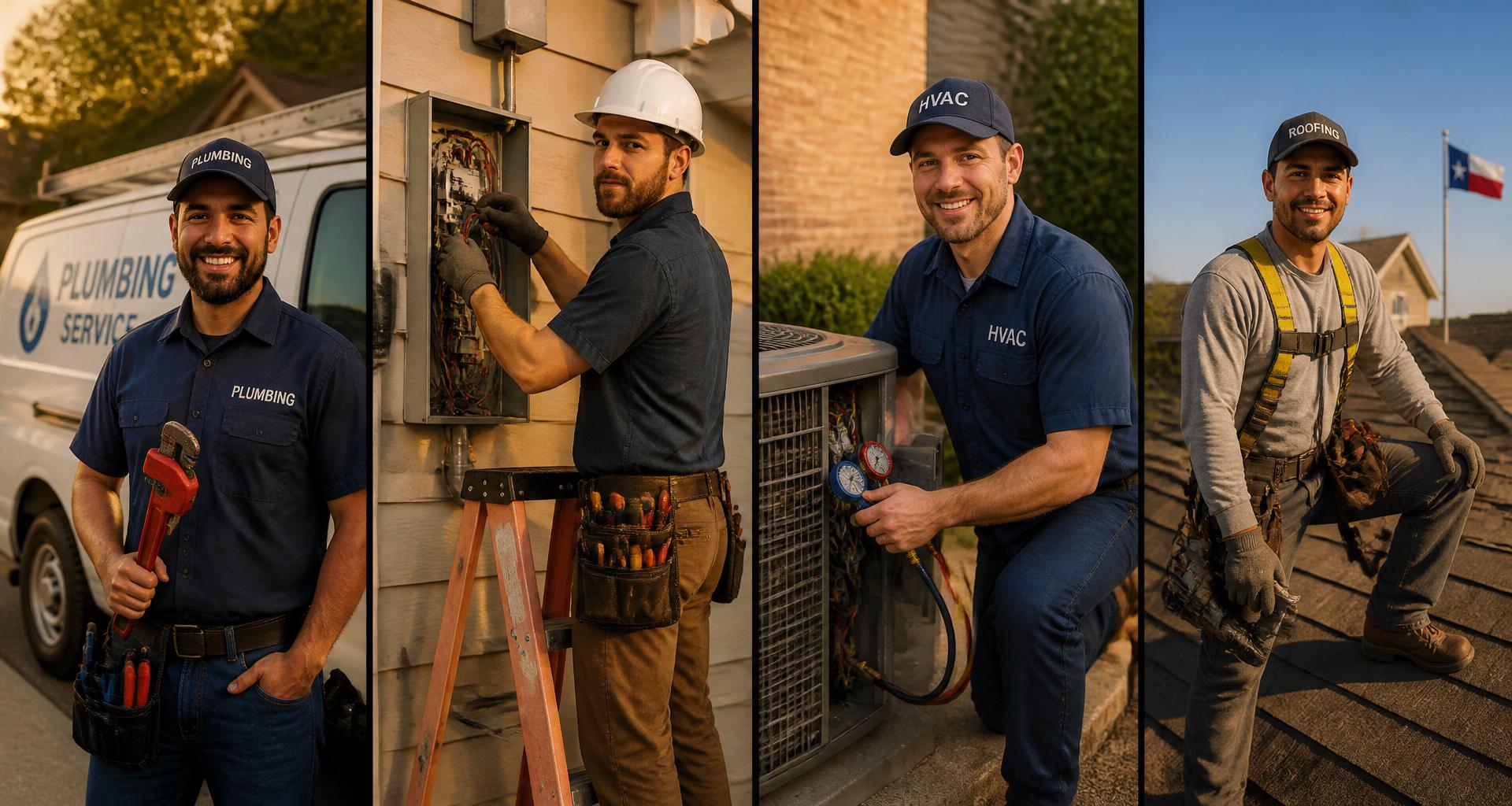 Johnson County home service professionals with work trucks